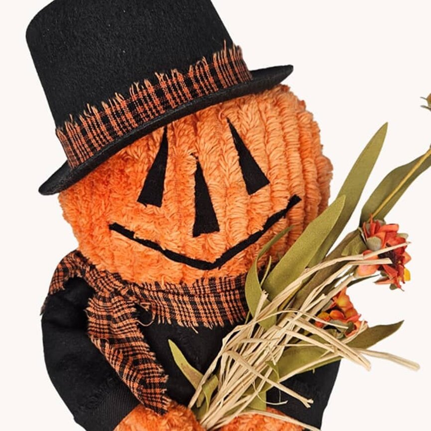 Chenille Pumpkin Man with Flowers - 13"