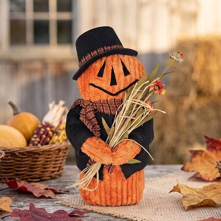 Chenille Pumpkin Man with Flowers