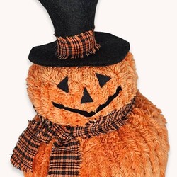 Chenille Pumpkin Man Top Hat Scarf - 8.5"