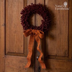 Wool Felt Wreath Jams & Jellies with Pumpkin Patch Bow - 9"