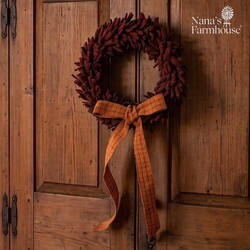 Wool Felt Wreath PA Camo with Carrot Top Bow - 9"