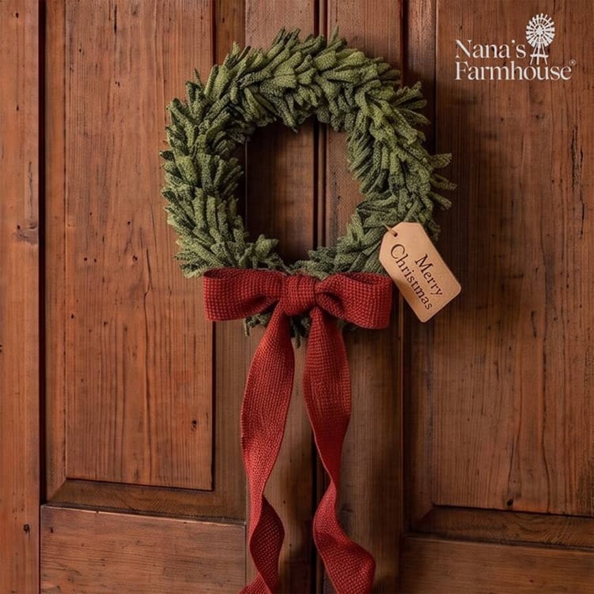 Wool Felt Wreath Garden Gate with Seeded Strawberry Bow - 9"