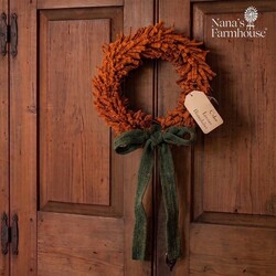 Wool Felt Wreath Carrot Top with Galloway Girl Bow - 9"