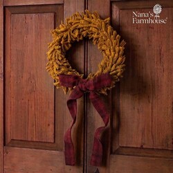 Wool Felt Wreath Colonial Mustard with Jams & Jellies Bow - 9"