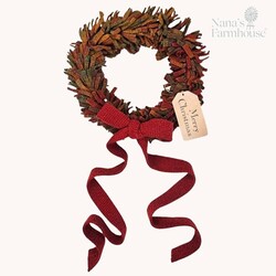 Wool Felt Wreath Gamekeeper with Seeded Strawberry Bow - 9"