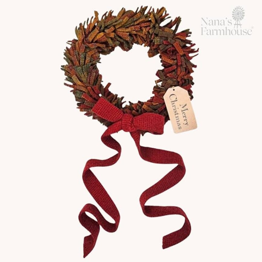 Wool Felt Wreath Gamekeeper with Seeded Strawberry Bow - 9"