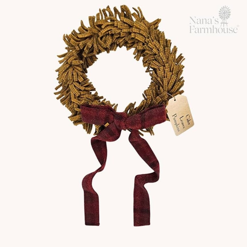 Wool Felt Wreath Colonial Mustard with Jams & Jellies Bow - 9"
