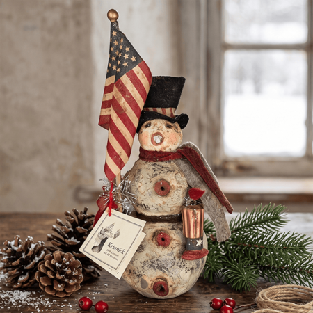 Patriotic Snowman with Flag