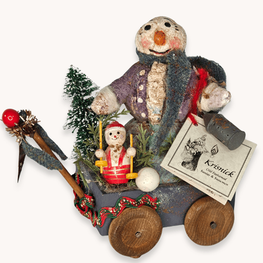Krisnick Snowman in Toy Wagon - 6.5 "