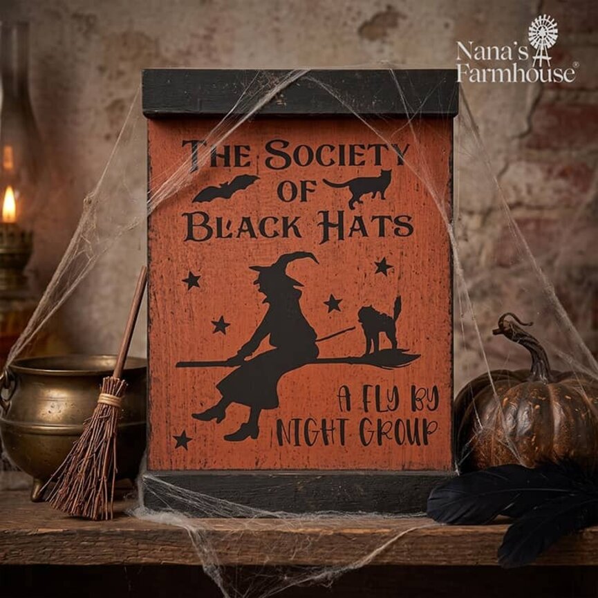 The Society of Black Hats Lath Sign Shelf Sitter - 10"