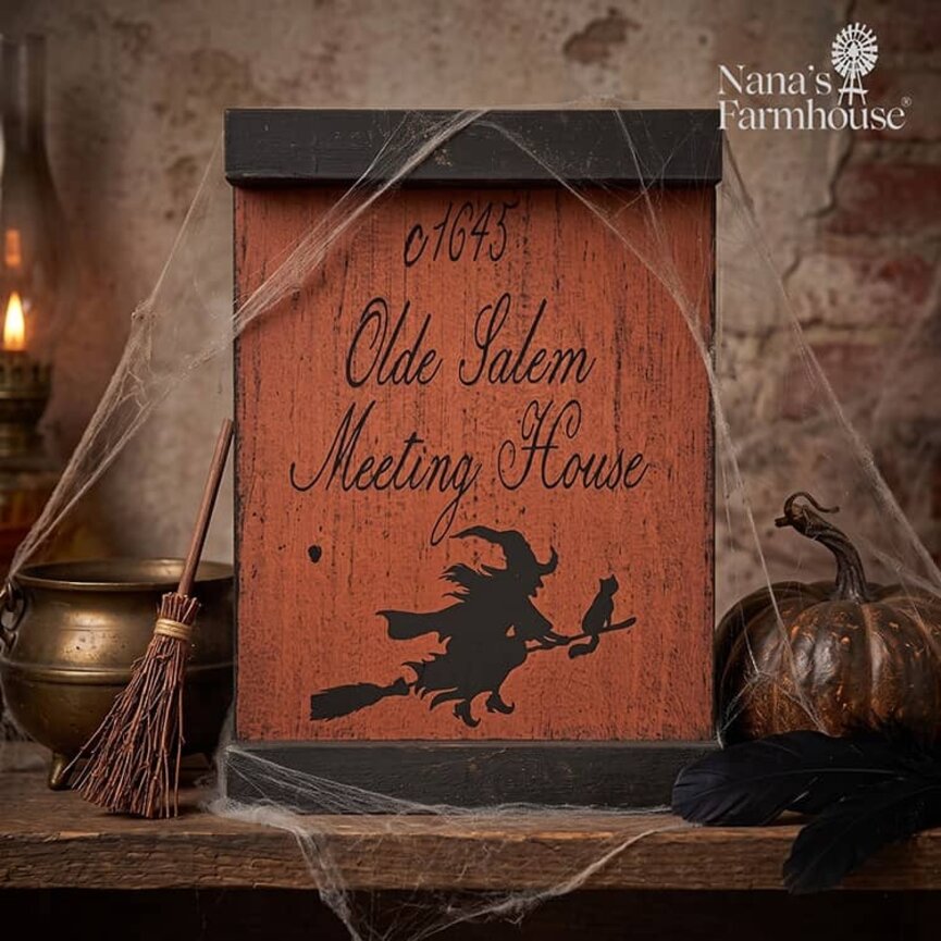 Olde Salem Meeting House Shelf Sitter Sign - 10"