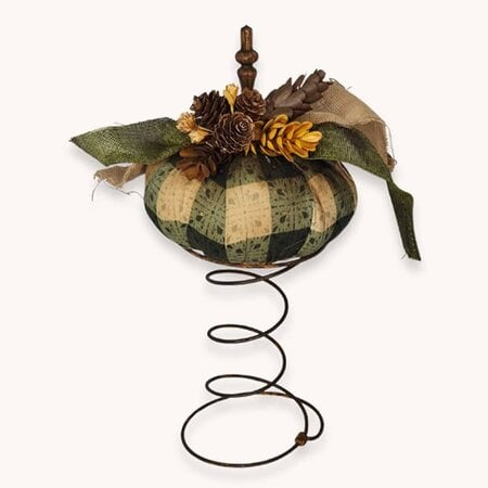 Pumpkin on Rusty Spring Green Plaid