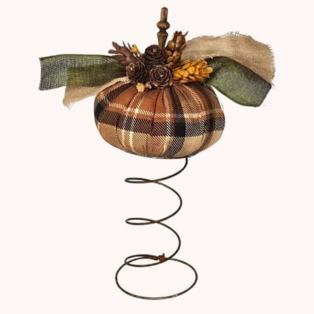 Pumpkin on Rusty Spring Brown Plaid