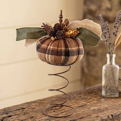 Pumpkin Brown Plaid On Rusty Spring - 11"