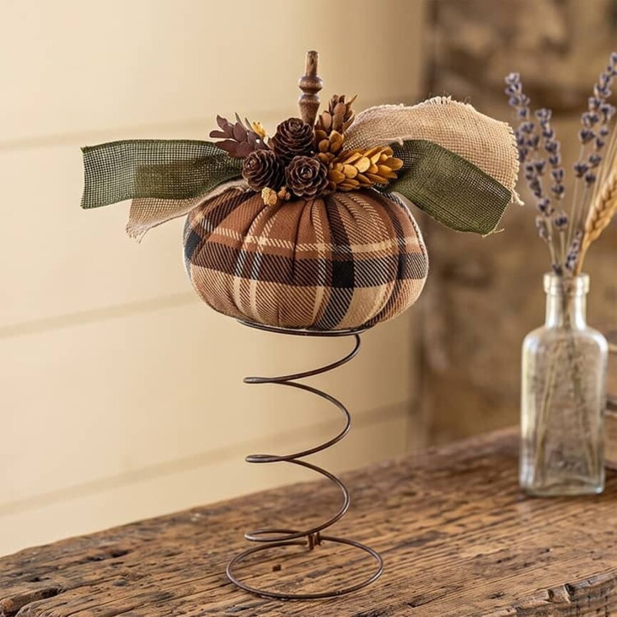 Pumpkin Brown Plaid On Rusty Spring - 11"
