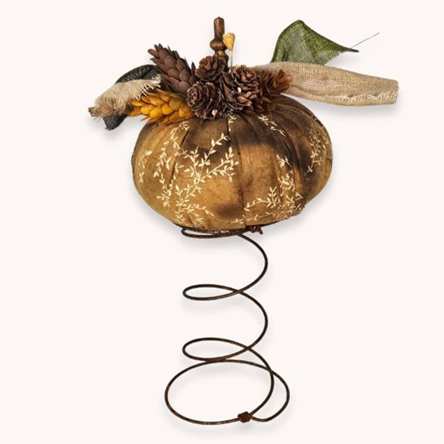 Pumpkin Golden Cream Floral On Rusty Spring - 11"