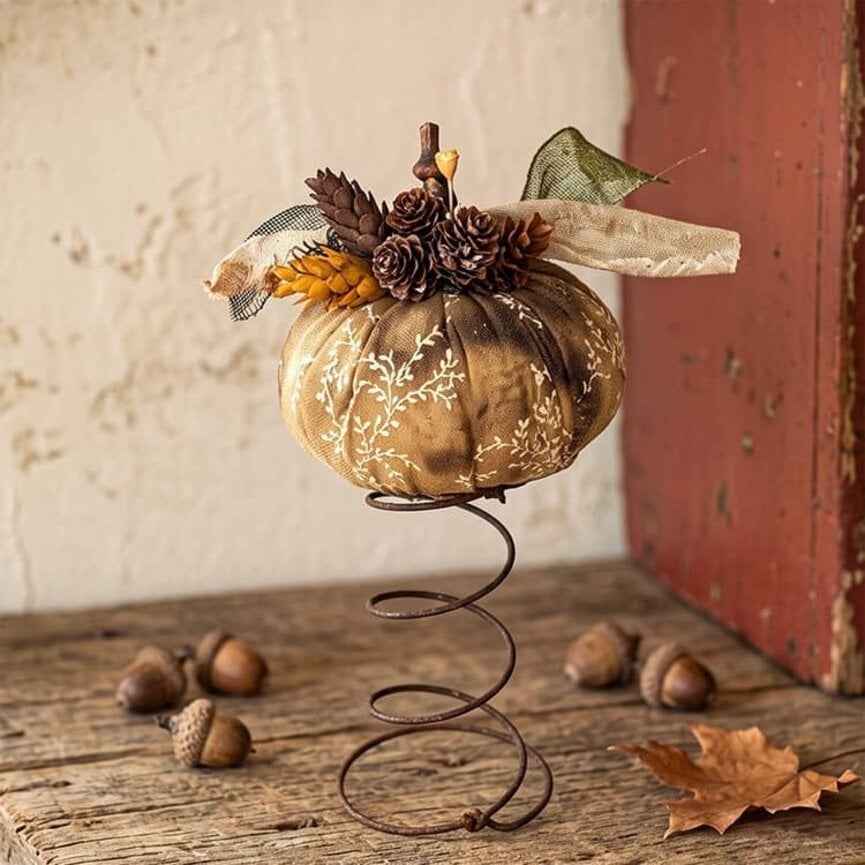 Pumpkin Golden Cream Floral On Rusty Spring - 11"