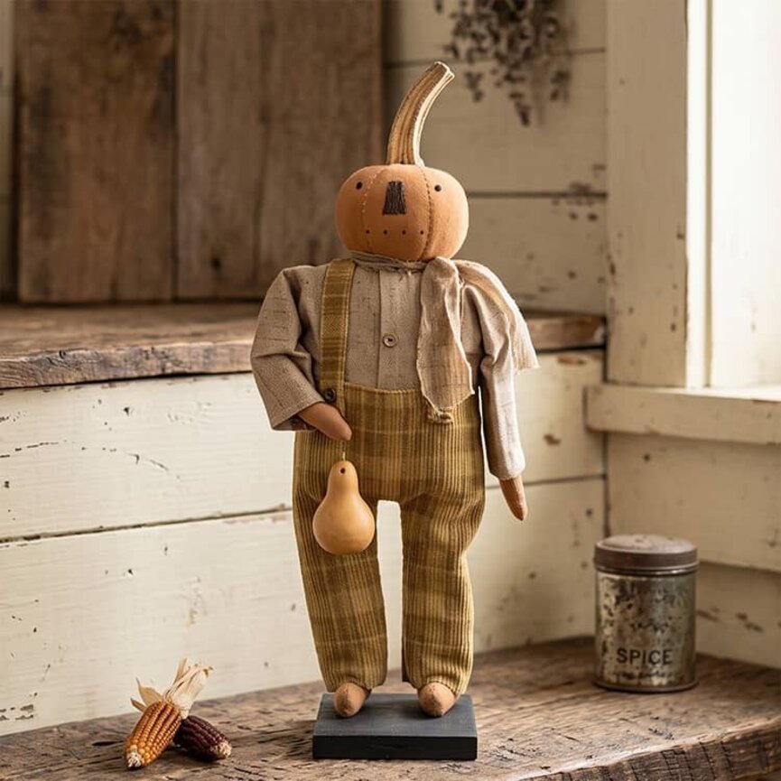 Pumpkin Boy Doll Holding Squash - 24"