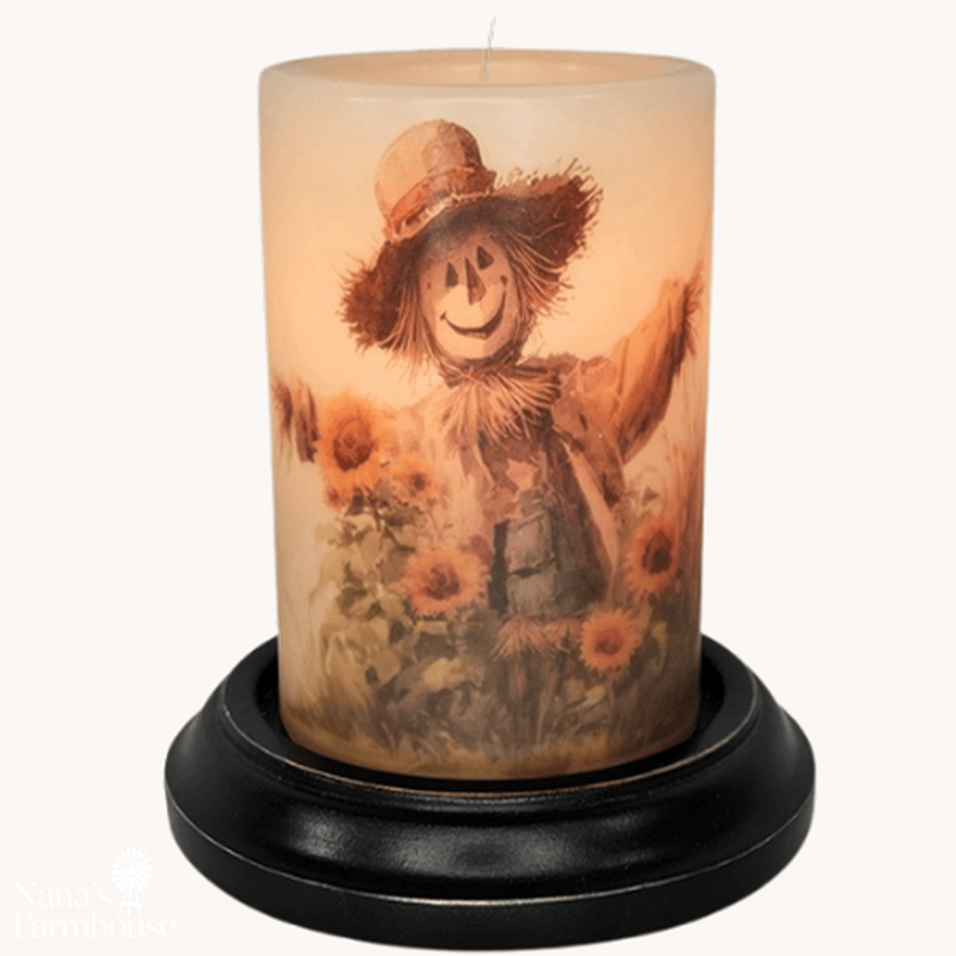 Peeking Rustic Scarecrow Candle Sleeve - Antique Vanilla