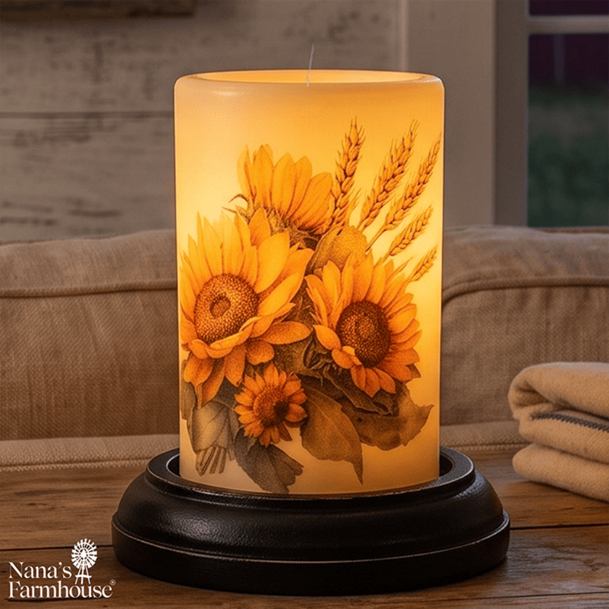 Fall Sunflower Cluster Candle Sleeve - Antique Vanilla