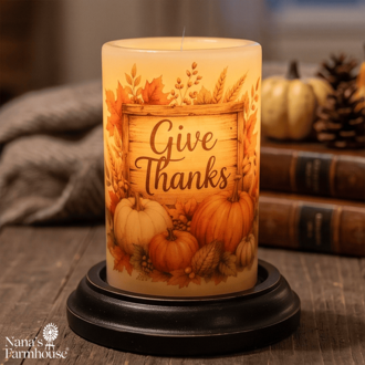 Thankful Harvest Pumpkins Candle Sleeve - Antique Vanilla