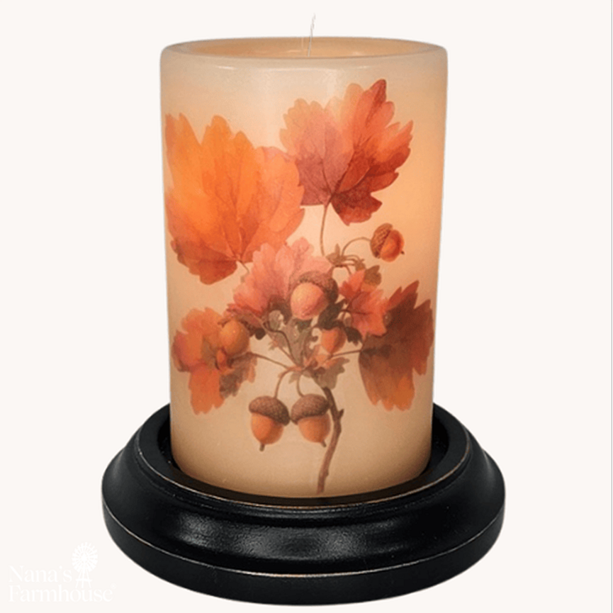 Oak Tree Acorns Candle Sleeve - Antique Vanilla