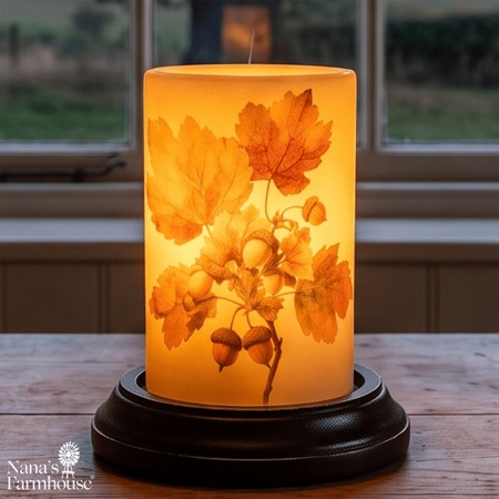 Oak Tree Acorns Candle Sleeve - Antique Vanilla