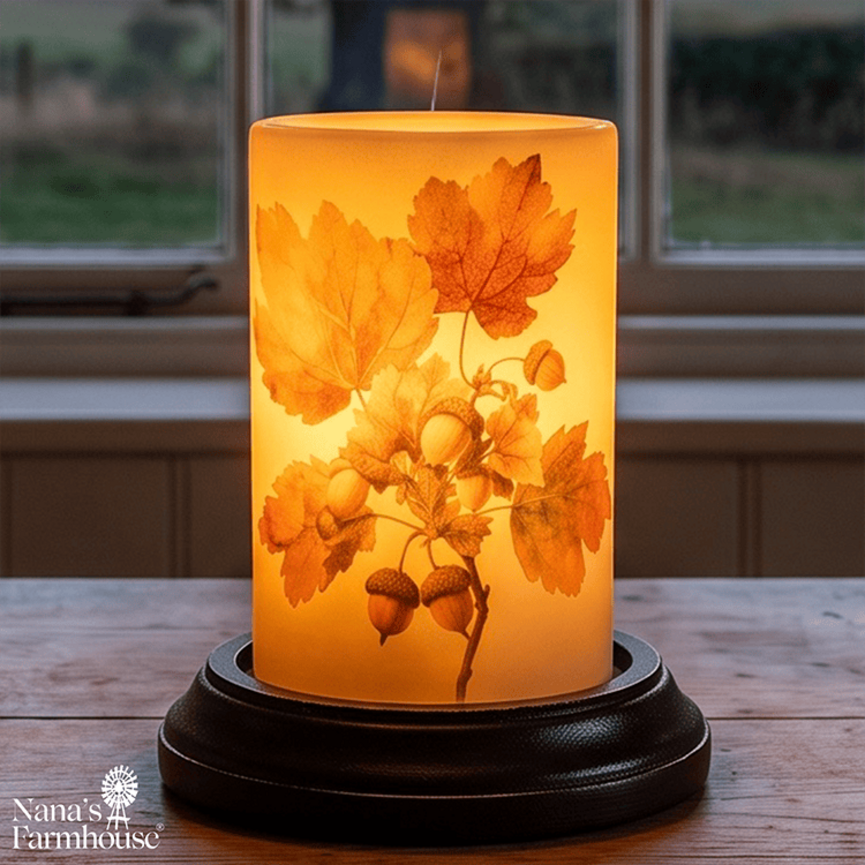 Oak Tree Acorns Candle Sleeve - Antique Vanilla