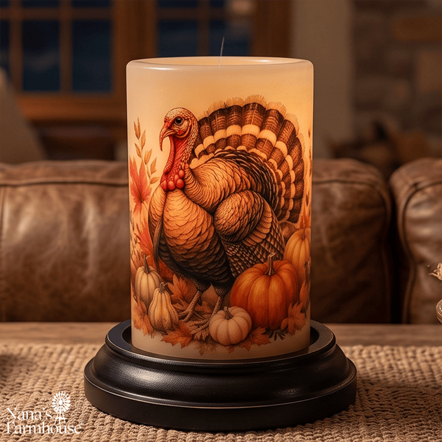 Old Time Turkey Candle Sleeve - Antique Vanilla