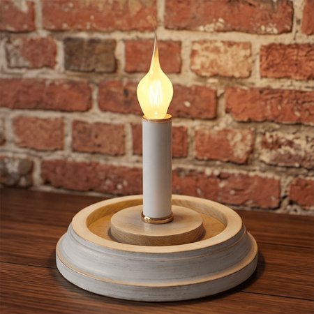 Round Candle Sleeve Base Electric - Pickled White