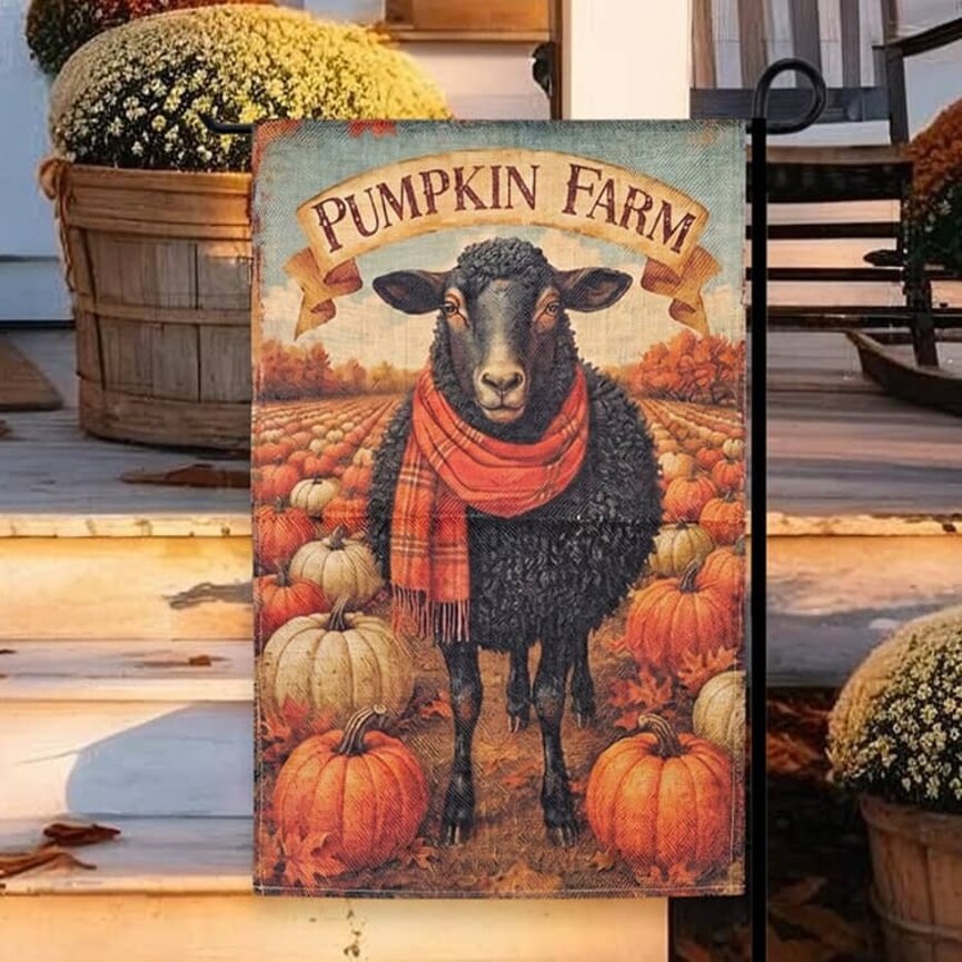 Black Sheep Pumpkin Farm Garden Flag - 17.25"