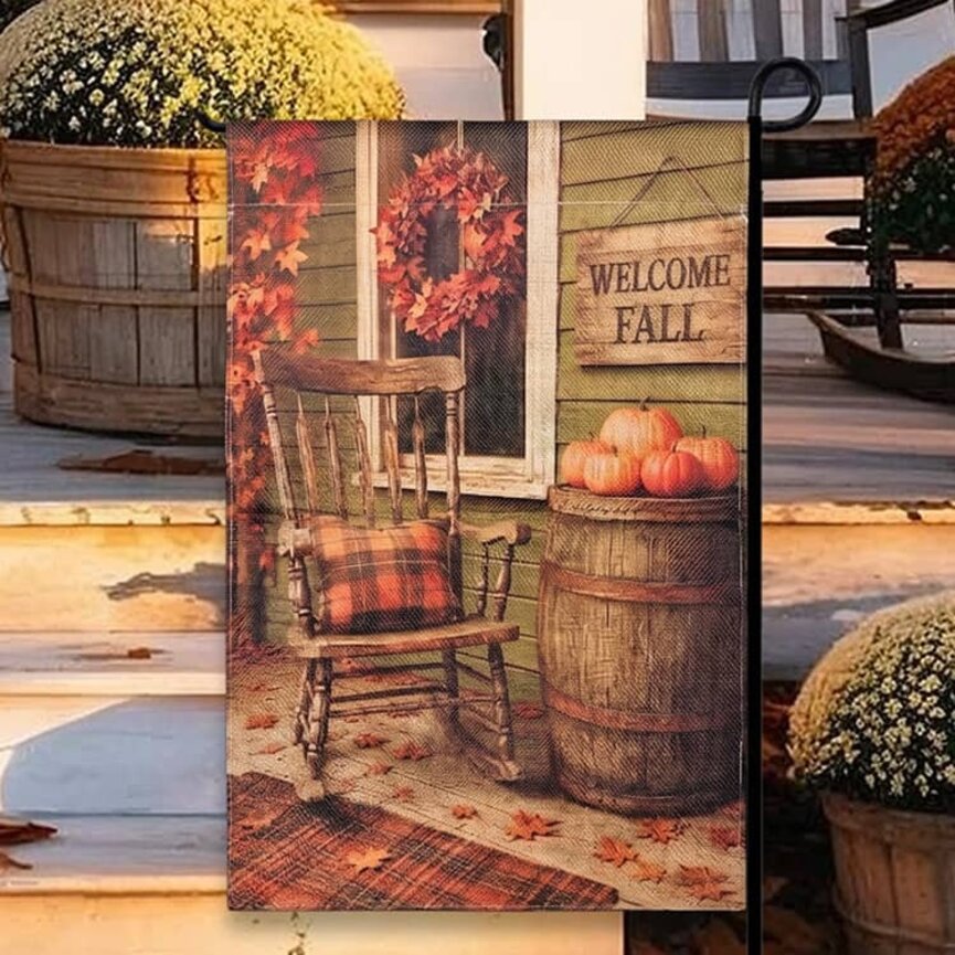 Welcome Fall Front Porch Garden Flag - 17.25"