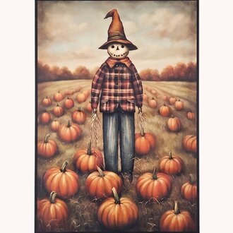 Scarecrow with White Face & Pumpkins Yard Flag