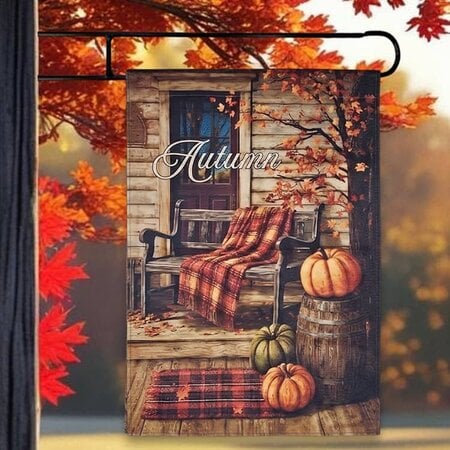 Autumn Porch Double Sided Yard Flag
