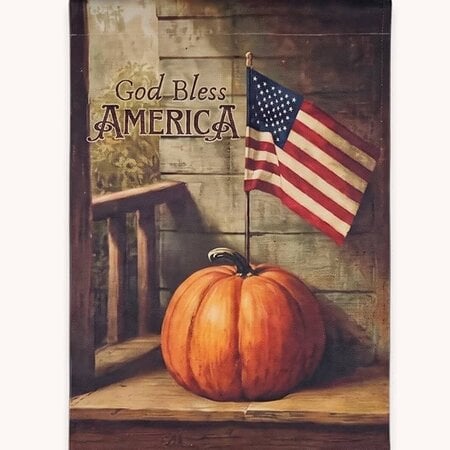 God Bless America Pumpkin Yard Flag