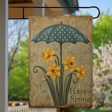 Happy Spring Umbrella Yard Flag