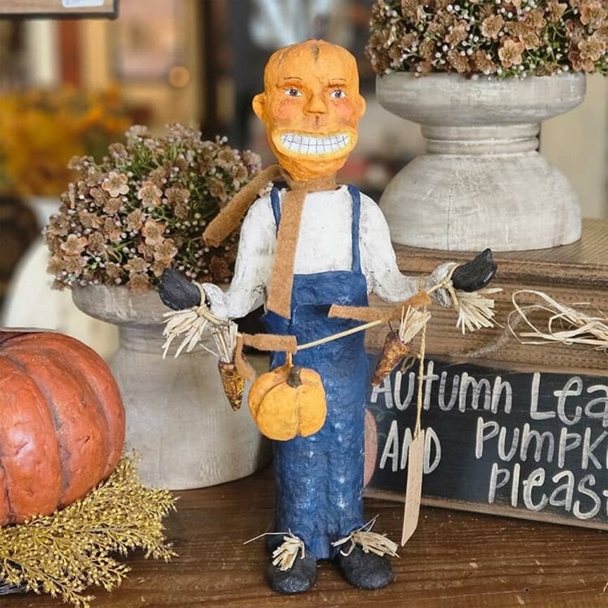 Smiling Pumpkin Head Jester - 13"