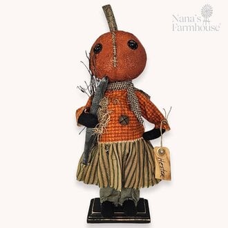 Hester Pumpkin Girl Doll Holding A Black Crow