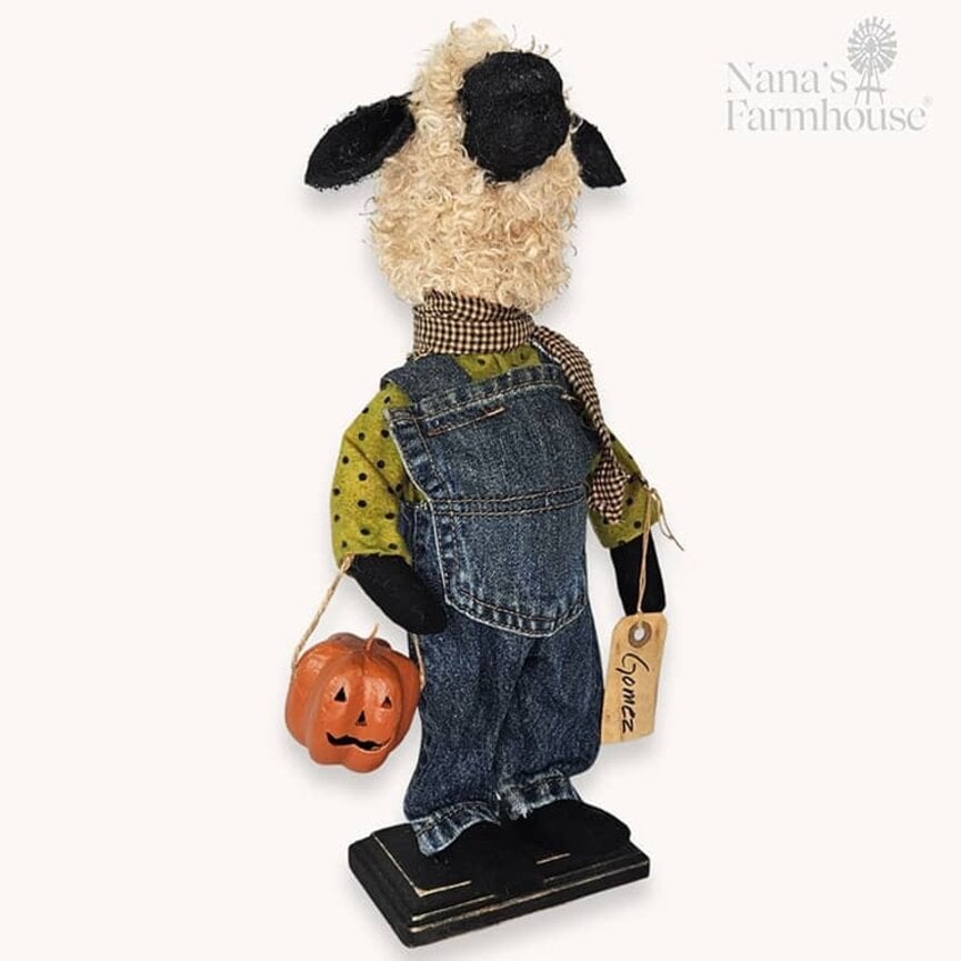 Gomez Boy Sheep Doll Holding A Jack O Lantern - 16"