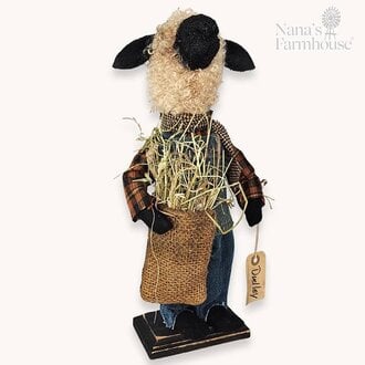 Dudley Boy Sheep Doll Holding A Bag Of Straw