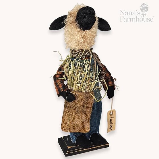 Dudley Boy Sheep Doll Holding A Bag Of Straw