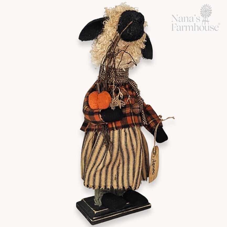 Agnes Girl Sheep Doll Holding A Pumpkin - 16"