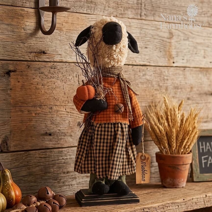 Mablean Girl Sheep Doll Holding A Pumpkin - 16"
