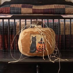 Harvest Pumpkin Pillow Black Cat & Pumpkin -13"