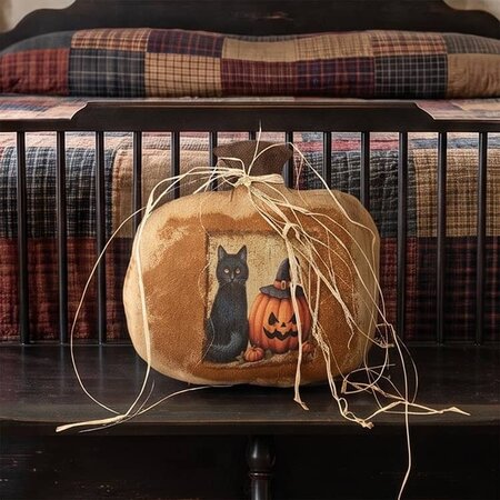 Black Cat & Pumpkin Harvest Pumpkin Pillow