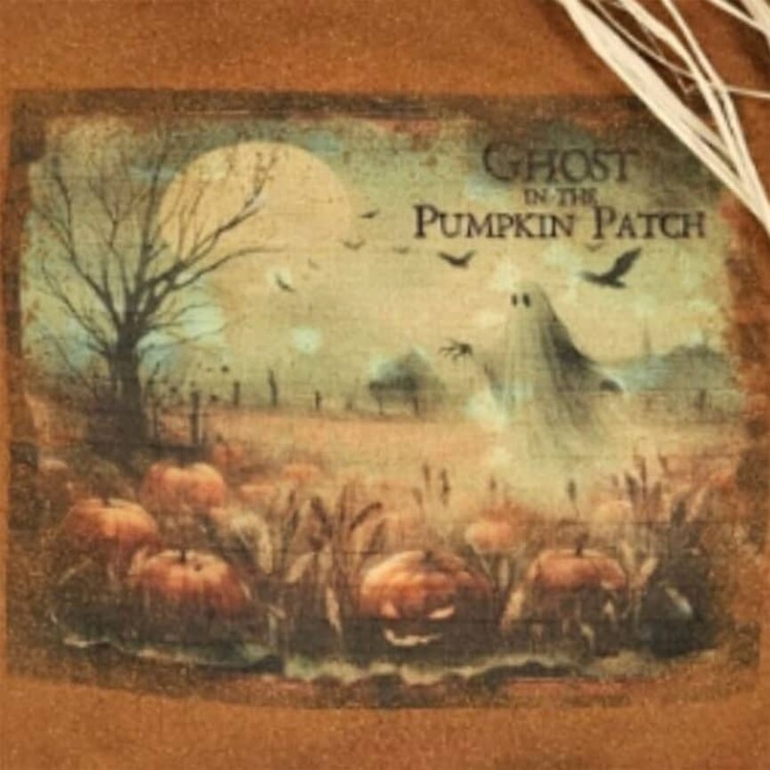 Harvest Pumpkin Pillow Ghost In The Pumpkin Patch - 13 "