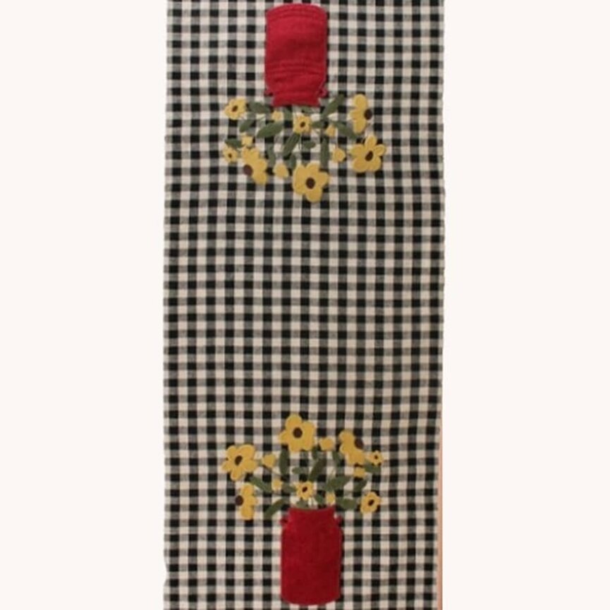 Country Bouquet Black Check Table Runner - 14" x 36"