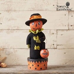 Pumpkin Boy on Polka Dot Box with Pumpkin - 10"