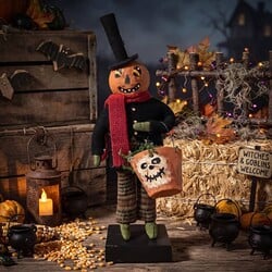 Pumpkin Man with Jack O Lantern Bucket - 15"