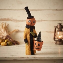 Pumpkin Man with Jack O Lantern Bucket Tree - 12"